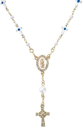 Car Rosary for Rearview Mirror,Cross Rearview Mirror Auto Rosary Beads Car Medal and Cross Hanging Accessories for Mirror Interior Decors for Women Men in Saudi Arabia