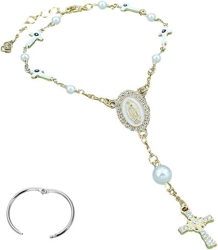 Car Rosary for Rearview Mirror,Cross Rearview Mirror Auto Rosary Beads Car Medal and Cross Hanging Accessories for Mirror Interior Decors for Women Men in Saudi Arabia