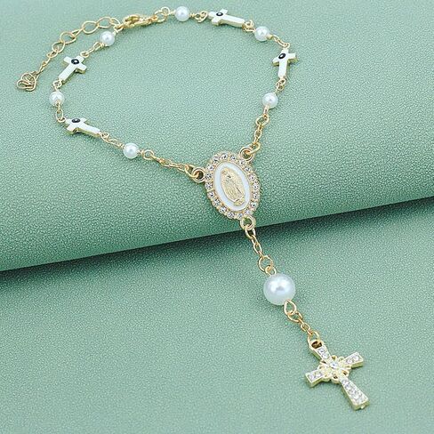 Car Rosary for Rearview Mirror,Cross Rearview Mirror Auto Rosary Beads Car Medal and Cross Hanging Accessories for Mirror Interior Decors for Women Men in Saudi Arabia