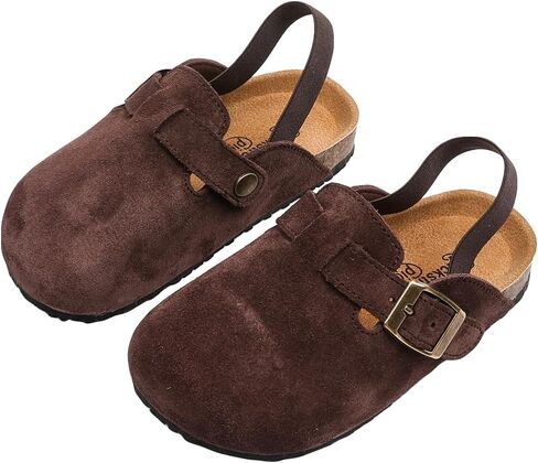 Toddler Suede Clogs with Strap Kids Suede Clogs Slippers Adjustable Straps for Boys Girls Indoor & Outdoor Slip-on Kids Shoes in Saudi Arabia