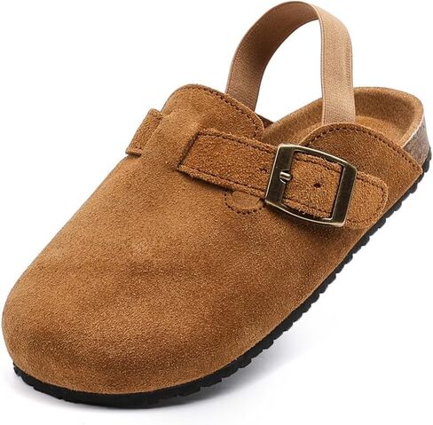 Toddler Suede Clogs with Strap Kids Suede Clogs Slippers Adjustable Straps for Boys Girls Indoor & Outdoor Slip-on Kids Shoes in Saudi Arabia