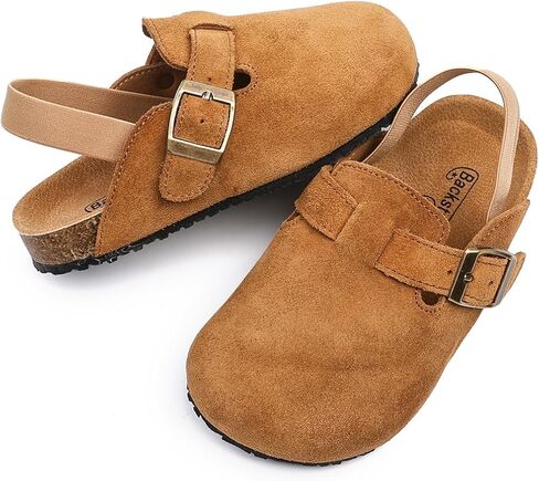 Toddler Suede Clogs with Strap Kids Suede Clogs Slippers Adjustable Straps for Boys Girls Indoor & Outdoor Slip-on Kids Shoes in Saudi Arabia