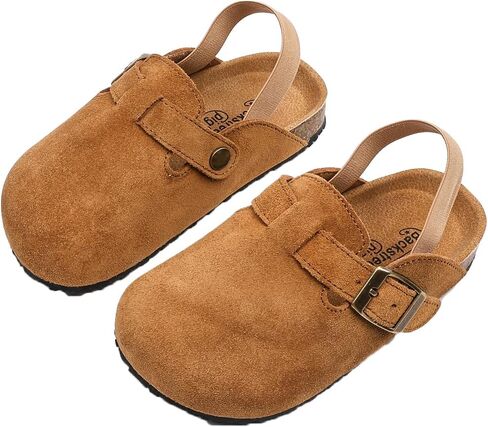 Toddler Suede Clogs with Strap Kids Suede Clogs Slippers Adjustable Straps for Boys Girls Indoor & Outdoor Slip-on Kids Shoes in Saudi Arabia
