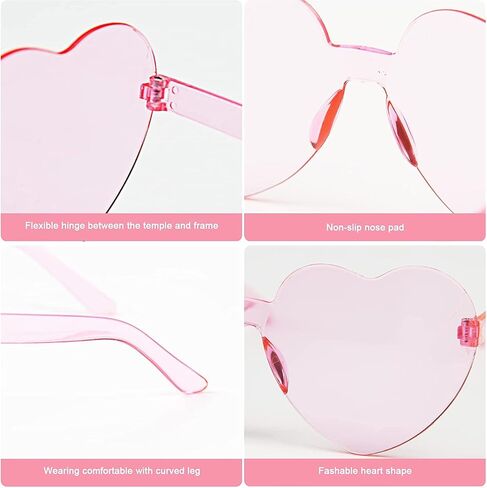 AEAHALY Heart Sunglasses for Women and Men Rimless Heart Shaped Sunglasses Heart Glasses Bachelorette Bride Party Favor in Saudi Arabia