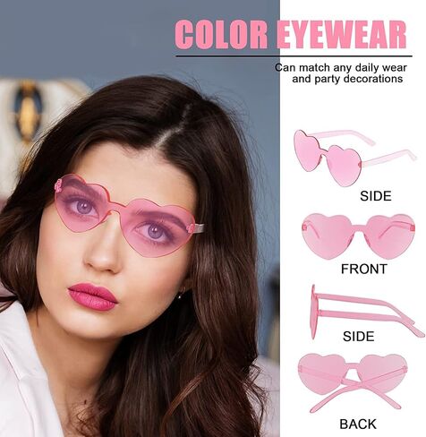 AEAHALY Heart Sunglasses for Women and Men Rimless Heart Shaped Sunglasses Heart Glasses Bachelorette Bride Party Favor in Saudi Arabia