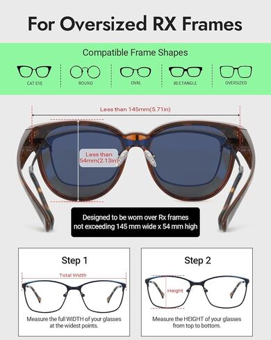 Meeloog Over Glasses Sunglasses for Women Polarized Stylish Large Shades Cover Glass Women Cateye Round UV400 for Driving in Kuwait