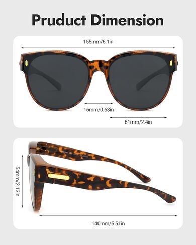 Meeloog Over Glasses Sunglasses for Women Polarized Stylish Large Shades Cover Glass Women Cateye Round UV400 for Driving in Kuwait