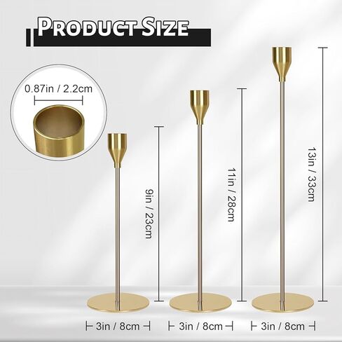 Taper Candle Holders, Set of 6 Candlestick Holders for Table Centerpieces, Weddings, Parties, Anniversaries and Home Decor, Elegant Candle Holders (Gold) in Kuwait