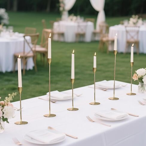 Taper Candle Holders, Set of 6 Candlestick Holders for Table Centerpieces, Weddings, Parties, Anniversaries and Home Decor, Elegant Candle Holders (Gold) in Kuwait