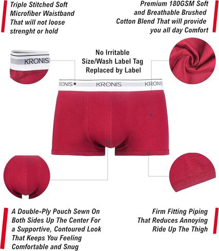 Mens Low Rise Trunks Underwear 180 GSM Cotton Boxer Briefs With Supportive Two-Ply Counter Pouch in Kuwait