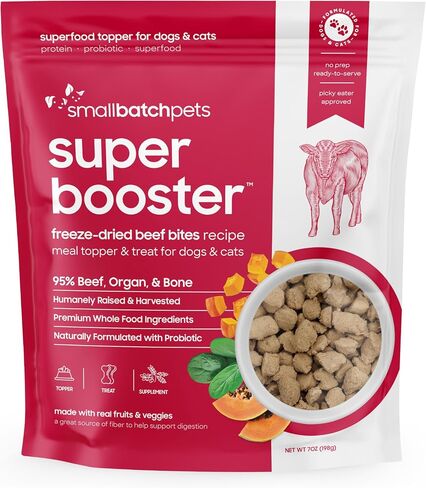 smallbatch Pets Freeze-Dried Super Booster Rabbit Bites for Dogs & Cats, 7 oz, Made in The USA, Humanely Raised Single Protein Source, Topper & Treat, with Organic Vegetables and Probiotics in Saudi Arabia