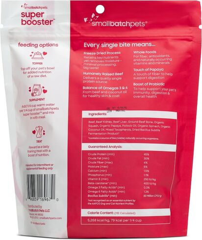 smallbatch Pets Freeze-Dried Super Booster Rabbit Bites for Dogs & Cats, 7 oz, Made in The USA, Humanely Raised Single Protein Source, Topper & Treat, with Organic Vegetables and Probiotics in Saudi Arabia