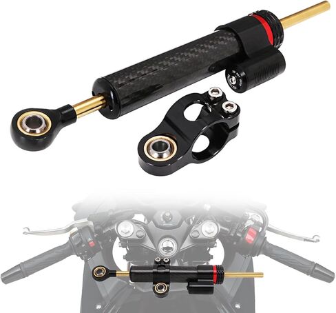 Motorcycle Steering Damper Adjustable Stabilizer 10" with Mount Bracket Universal for Most Motorcycles Sport Street Mini Bike GSXR 750 1000 R1 R3 R6 R7 FZ09 FZ6R ZX6R ZX9R ZX10R Carbon Fiber in Kuwait