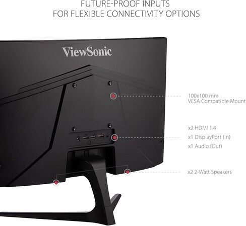 ViewSonic OMNI VX2718-2KPC-MHD 27 Inch Curved 1440p 1ms 165Hz Gaming Monitor with Adaptive Sync, Eye Care, HDMI and Display Port, Black in Saudi Arabia