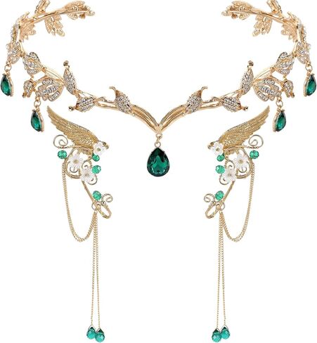أصفاد الأذن الطازجة قزم و Crown - Crown Fairy Crown و Non Perced Cuffs Renaissance Renfaire Cosplay Assplay in Kuwait