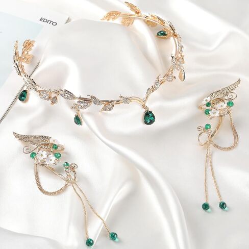 أصفاد الأذن الطازجة قزم و Crown - Crown Fairy Crown و Non Perced Cuffs Renaissance Renfaire Cosplay Assplay in Kuwait