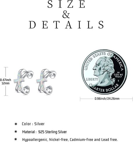 Koyekti Silver/Black Cross Opal Ear Cuff Nonpiercing 925 Sterling Silve Cross Earrings Cross Jewelry Gifts for Women in Kuwait