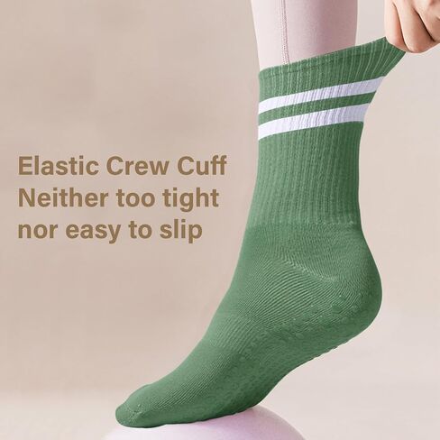 Moon Wood 3 Pairs Pilates Socks with Grips for Women Non Slip Yoga Socks for Barre Ballet Workout Slips Thin Summer Crew Sock in Kuwait