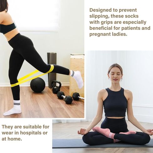 Moon Wood 3 Pairs Pilates Socks with Grips for Women Non Slip Yoga Socks for Barre Ballet Workout Slips Thin Summer Crew Sock in Kuwait