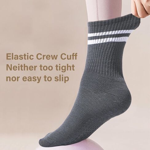 Moon Wood 3 Pairs Pilates Socks with Grips for Women Non Slip Yoga Socks for Barre Ballet Workout Slips Thin Summer Crew Sock in Kuwait