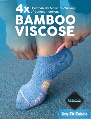 Coolmax Bamboo Viscose Compression Running No Show Socks Women, Anti Blister Moisture Wicking Cushioned workout in Kuwait