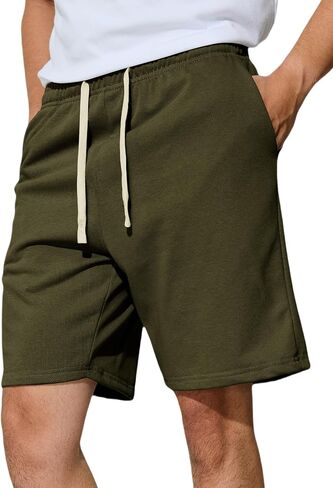 Men's Casual Shorts 7" Cotton Athletic Running Shorts Elastic Waist Drawstring Workout Sweat Shorts in Saudi Arabia
