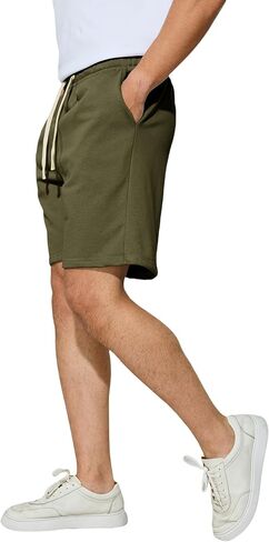 Men's Casual Shorts 7" Cotton Athletic Running Shorts Elastic Waist Drawstring Workout Sweat Shorts in Saudi Arabia