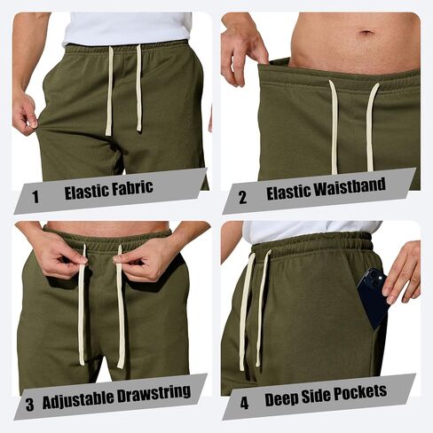 Men's Casual Shorts 7" Cotton Athletic Running Shorts Elastic Waist Drawstring Workout Sweat Shorts in Saudi Arabia