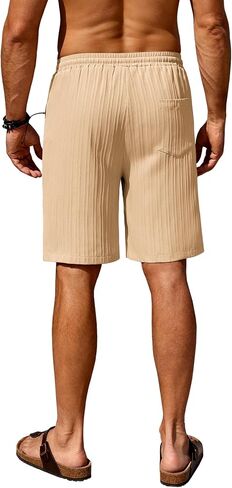 COOFANDY Men's Beach Shorts 9" Elastic Waist Drawstring Casual Shorts Regular Fit Summer Textured Shorts in Saudi Arabia