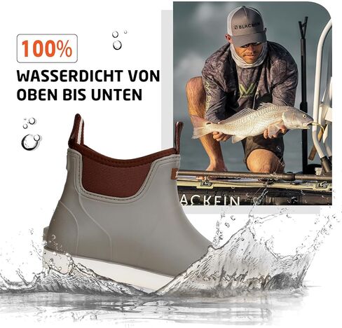Men's Deck Boots Waterproof Fishing Rain Boots, Anti-Slip Rubber Boots Ankle Booties, High-Performance Footwear Chelsea Boots for Gardening Boating Camping Sailing in Kuwait