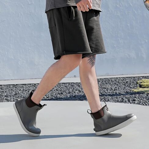 Men's Deck Boots Waterproof Fishing Rain Boots, Anti-Slip Rubber Boots Ankle Booties, High-Performance Footwear Chelsea Boots for Gardening Boating Camping Sailing in Kuwait