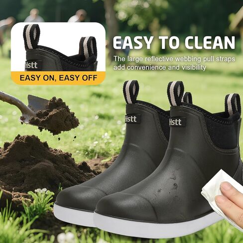 حذاء سطح السفينة للرجال مقاوم للماء أحذية المطر ، وأحذية مطاطية مضادة للانزلاق في الكاحل ، وأحذية حذاء عالية الأداء تشيلسي للحدائق الإبحار in Kuwait