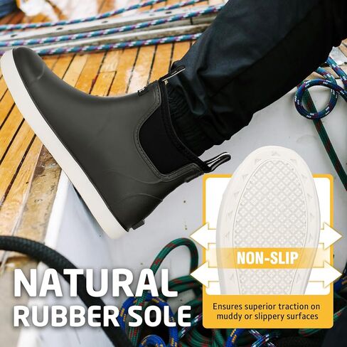 حذاء سطح السفينة للرجال مقاوم للماء أحذية المطر ، وأحذية مطاطية مضادة للانزلاق في الكاحل ، وأحذية حذاء عالية الأداء تشيلسي للحدائق الإبحار in Kuwait