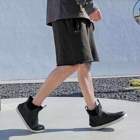 حذاء سطح السفينة للرجال مقاوم للماء أحذية المطر ، وأحذية مطاطية مضادة للانزلاق في الكاحل ، وأحذية حذاء عالية الأداء تشيلسي للحدائق الإبحار in Kuwait