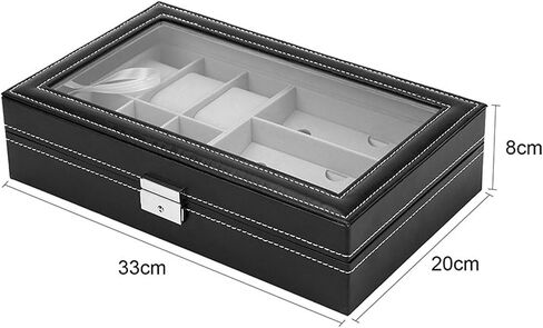 Travel Watch Case, Leather Sunglasses Eyewear Storage Organizer Glasses Holder, Jewelry Box for Watch Band Sunglasses Display in Kuwait