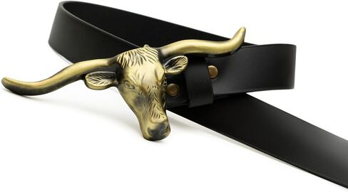 Western Belts for Woman - Leather Cowgirl Belt w/Longhorn Bull Metal Belt Buckle - Stylish Country Concert Outfits in Saudi Arabia