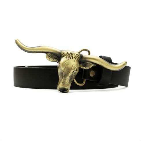 Western Belts for Woman - Leather Cowgirl Belt w/Longhorn Bull Metal Belt Buckle - Stylish Country Concert Outfits in Saudi Arabia
