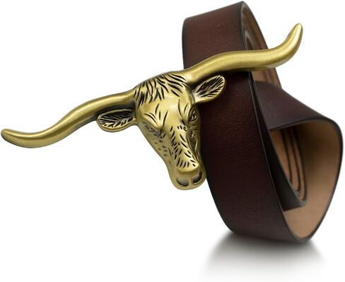 Western Belts for Woman - Leather Cowgirl Belt w/Longhorn Bull Metal Belt Buckle - Stylish Country Concert Outfits in Saudi Arabia