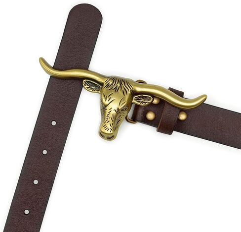 Western Belts for Woman - Leather Cowgirl Belt w/Longhorn Bull Metal Belt Buckle - Stylish Country Concert Outfits in Saudi Arabia