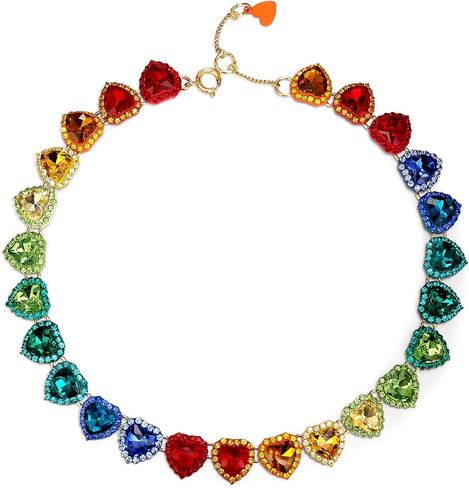 BriLove Gorgeous Rhinestones Heart Statement Collar Necklace for Women Costume Party Prom Accessories in Saudi Arabia