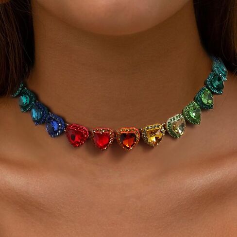 BriLove Gorgeous Rhinestones Heart Statement Collar Necklace for Women Costume Party Prom Accessories in Saudi Arabia