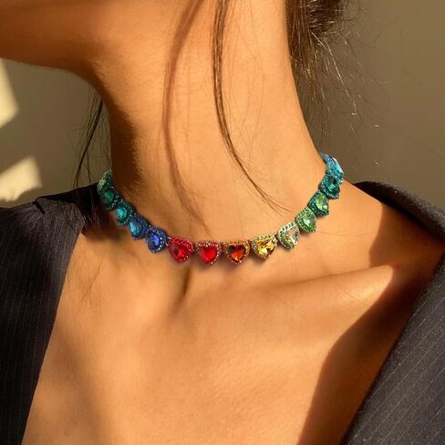 BriLove Gorgeous Rhinestones Heart Statement Collar Necklace for Women Costume Party Prom Accessories in Saudi Arabia