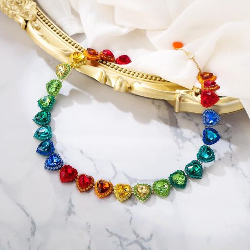 BriLove Gorgeous Rhinestones Heart Statement Collar Necklace for Women Costume Party Prom Accessories in Saudi Arabia