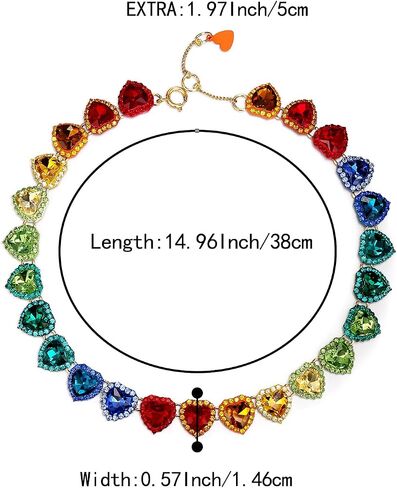 BriLove Gorgeous Rhinestones Heart Statement Collar Necklace for Women Costume Party Prom Accessories in Saudi Arabia