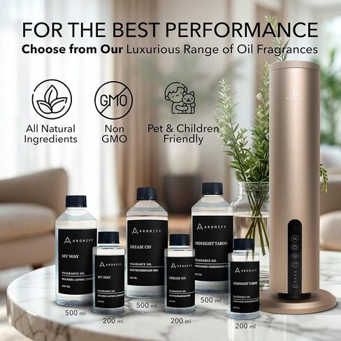 Breeze Diffuser for Home, Office & Spa, Scent Diffuser with Timing Controls, Cordless, Bluetooth Enabled, Safe for Pets & Kids, 1200 Sq Ft Coverage, No Residue, Black (Oil Sold Separately) in Saudi Arabia