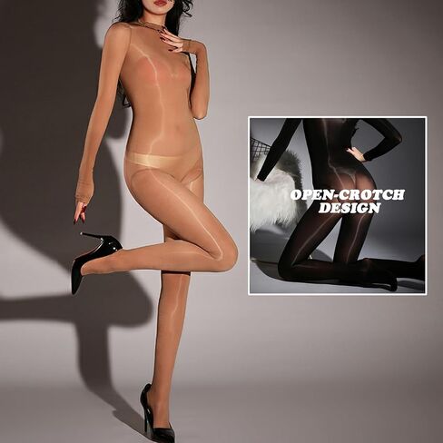 RUIBAVYA Body Stockings For Women Sexy Lingerie Bodysuit Oil Shiny Bodystocking Nylon Full Body Stocking in Saudi Arabia