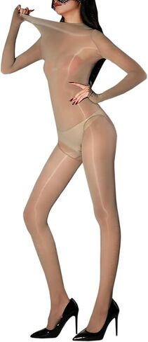 RUIBAVYA Body Stockings For Women Sexy Lingerie Bodysuit Oil Shiny Bodystocking Nylon Full Body Stocking in Saudi Arabia