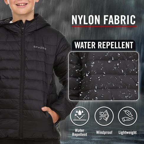 Spyder Boys Puffer Jacket - Lightweight Packable Wind Water Resistant Quilted Boys Winter Coat - Cozy Insulated Winter Jacket in Saudi Arabia