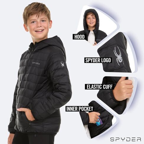 Spyder Boys Puffer Jacket - Lightweight Packable Wind Water Resistant Quilted Boys Winter Coat - Cozy Insulated Winter Jacket in Saudi Arabia