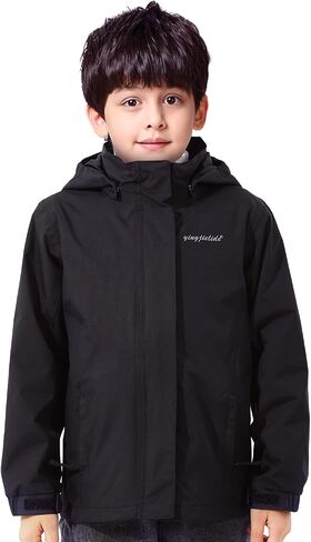 YINGJIELIDE Boys Girls Rain Jacket,Kids Lightweight Waterproof Hooded Raincoats Windbreakers,Outdoor Hiking Coat in Kuwait